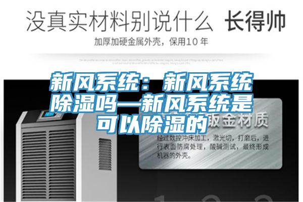 新風系統：新風系統除濕嗎—新風系統是可以除濕的